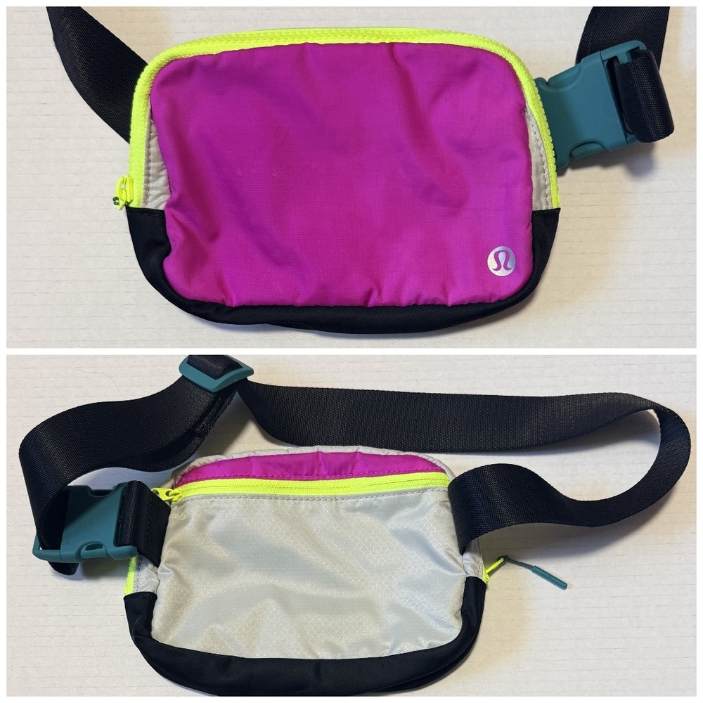 LULULEMON Everywhere Belt Bag - Pink Neon Yellow Gray - 6x9